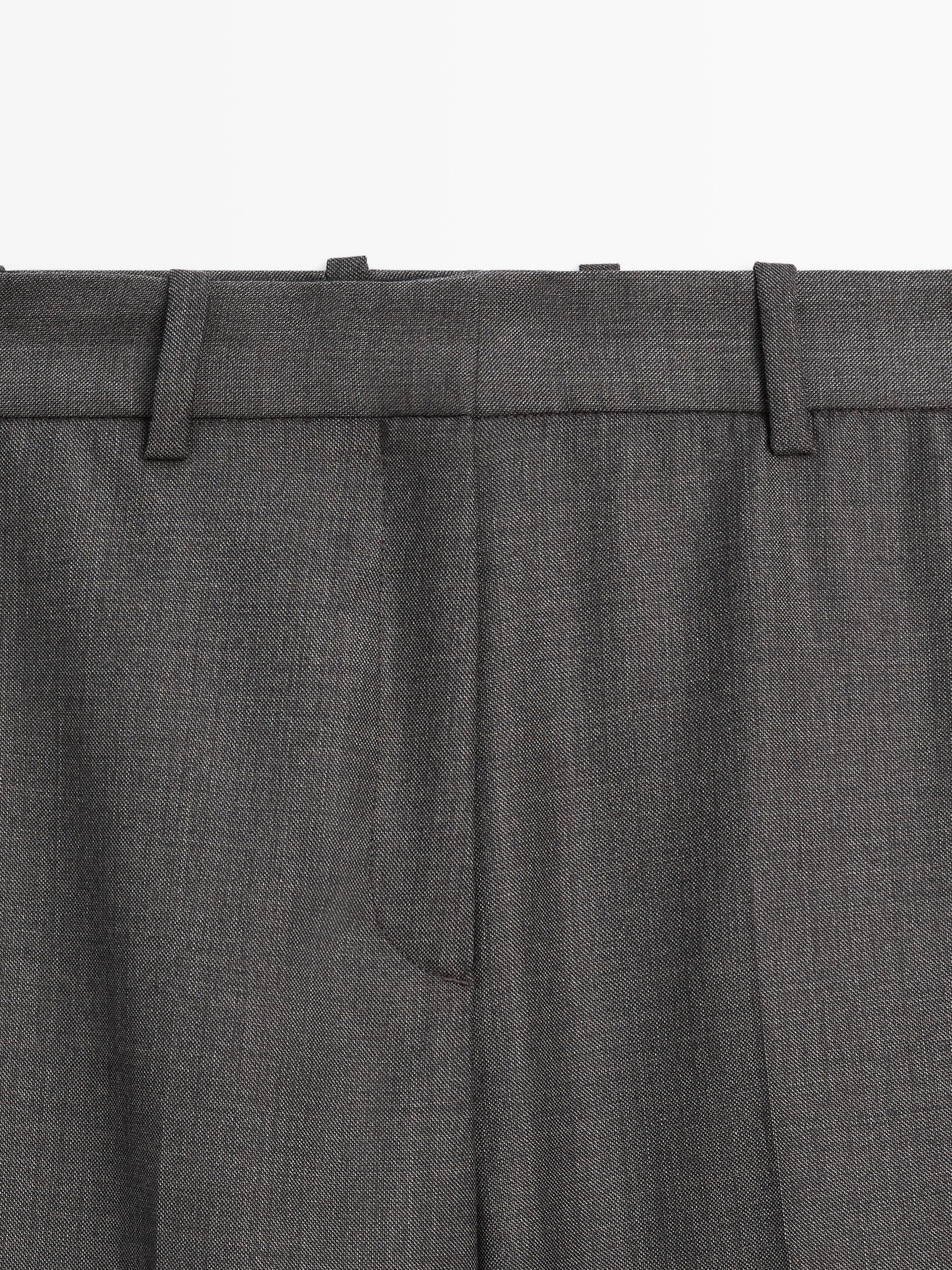100% wool wide-leg suit trousers
